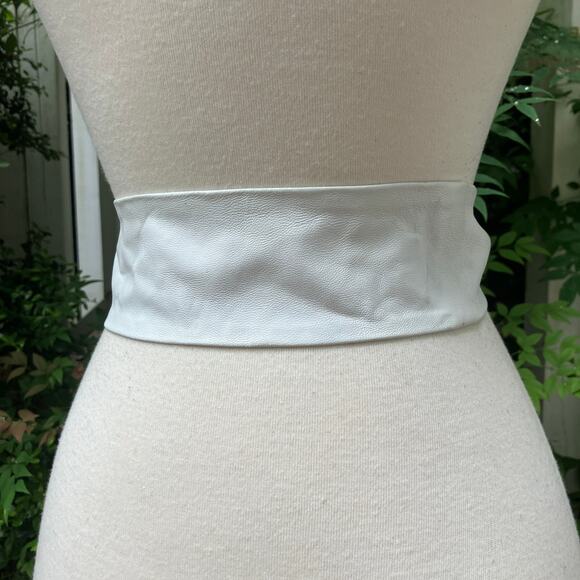 Handmade Leather Belt OOAK Tie Wrap 39” White Green Reptile Earthy Boho Western - Picture 5 of 12